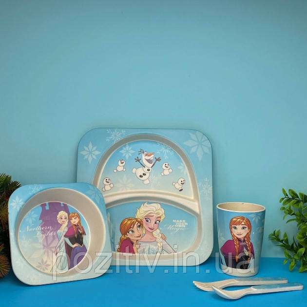 Бамбукова посуд для дітей Холодне серце Fozen, фото 1