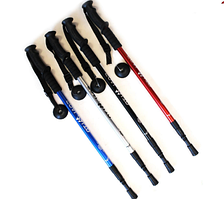 Палиці для скандинавської ходьби, телескопічні, трисекційні, червоні