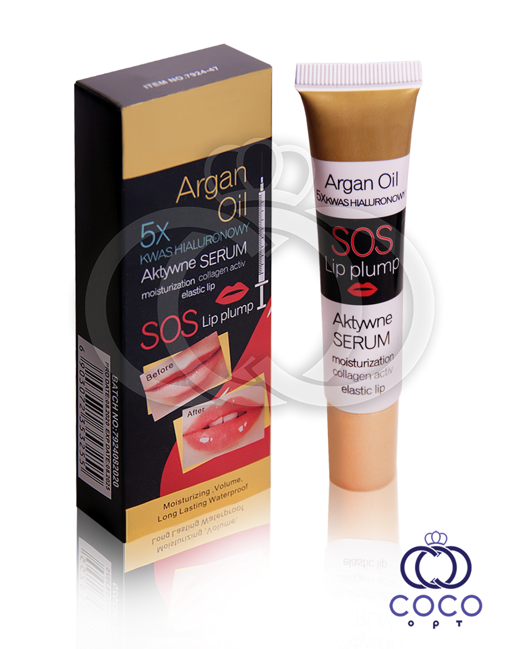 Блиск для збільшення об'єму губ SOS Lip plump з аргановою олією