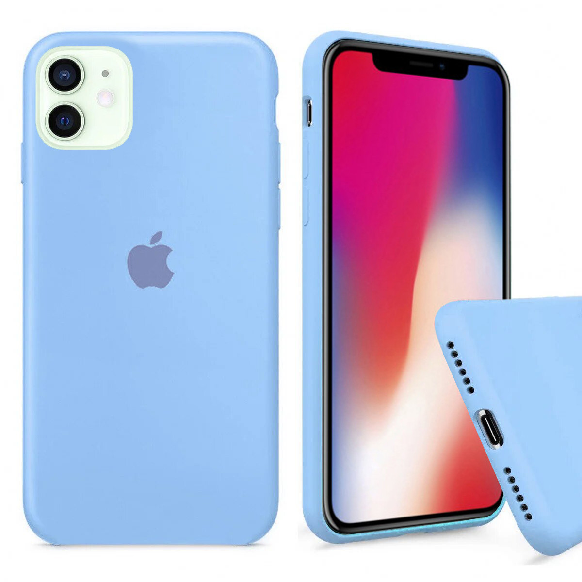Чохол Silicone FULL case для IPhone 12 Mini Lilac cream блакитний