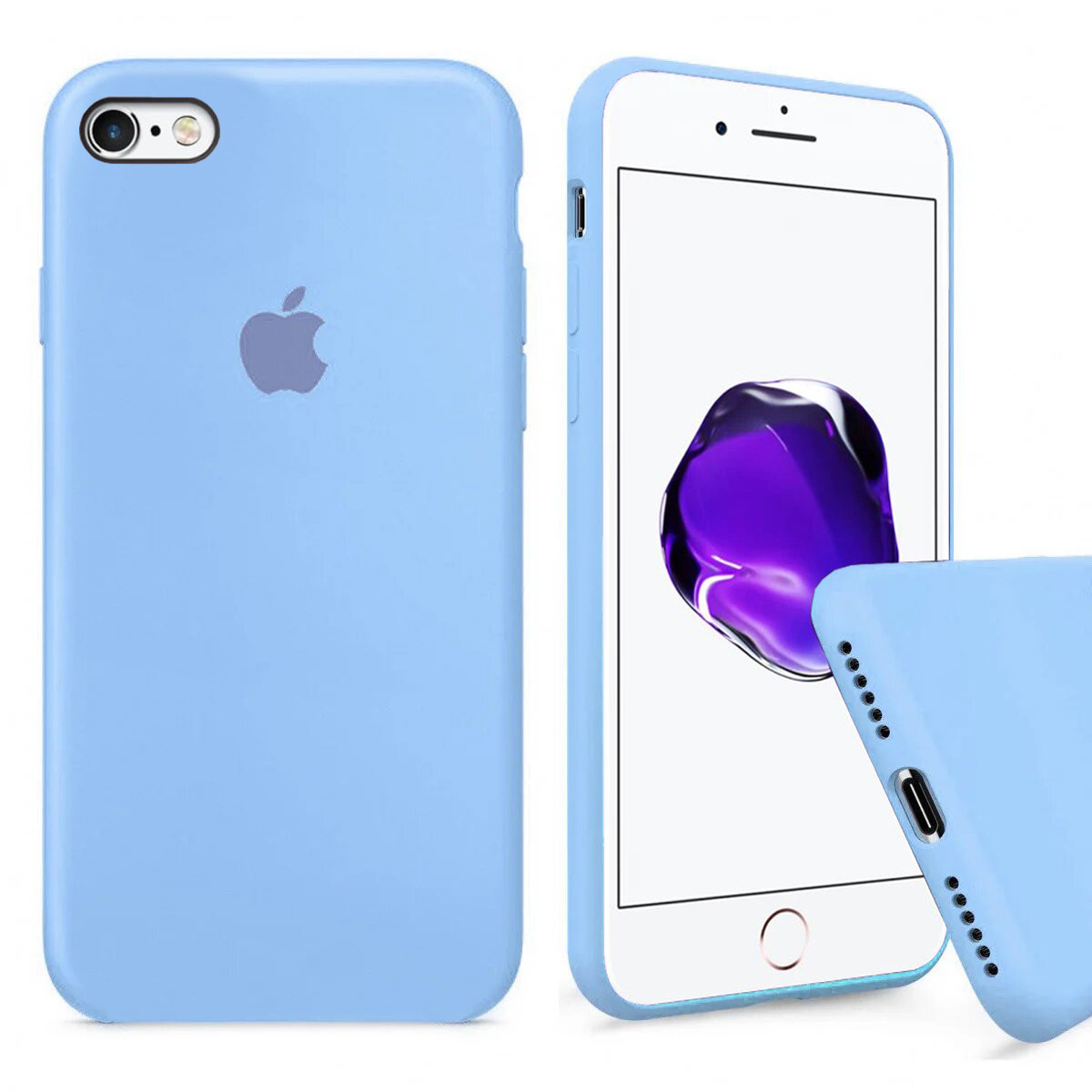Чохол Silicone FULL case для IPhone 6 Plus/6s Plus Lilac cream блакитний