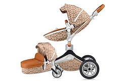 Оригінальна дитяча коляска 2в1 Hot Mom 360 New Light Brown Світло-коричневий еко-шкіра