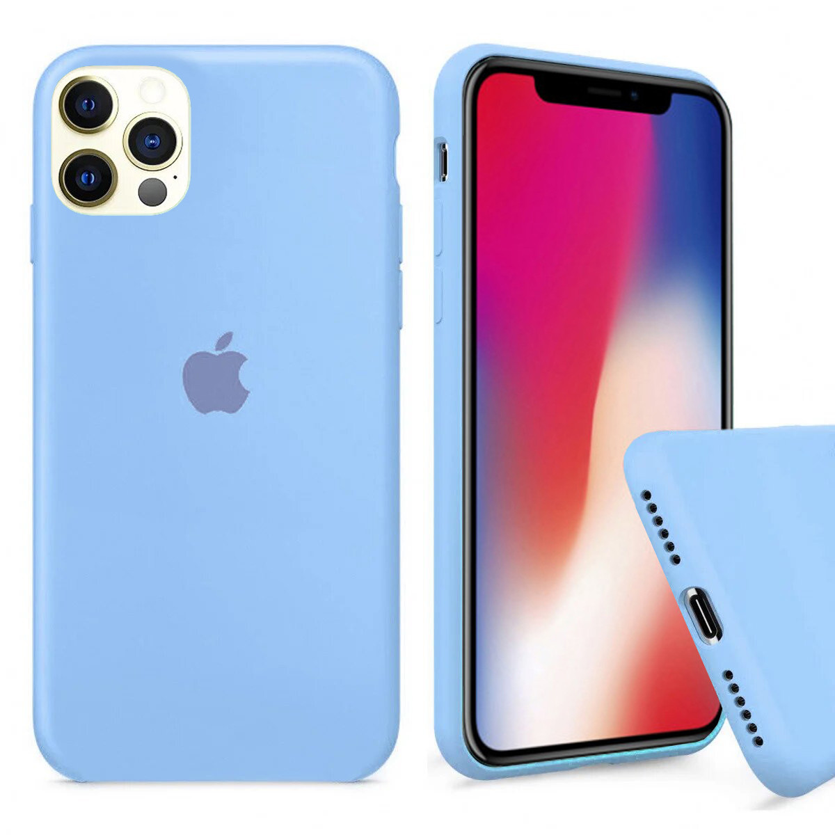 Чохол Silicone FULL case для IPhone 12 Pro Lilac cream блакитний