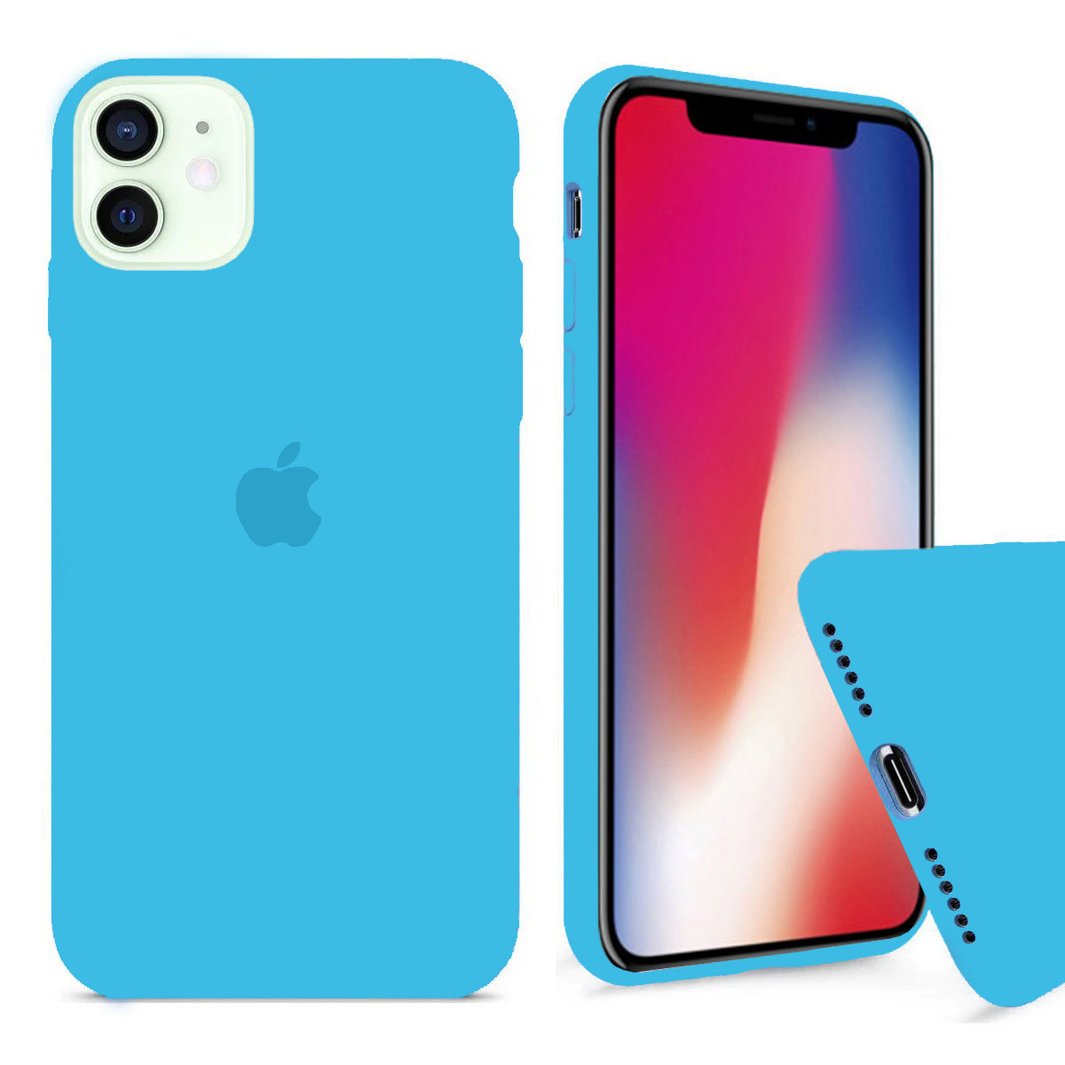 Чохол Silicone FULL case для IPhone 12 Mini Blue синій