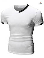 Футболка чоловіча біла Slim Fit літня однотонна бавовняна