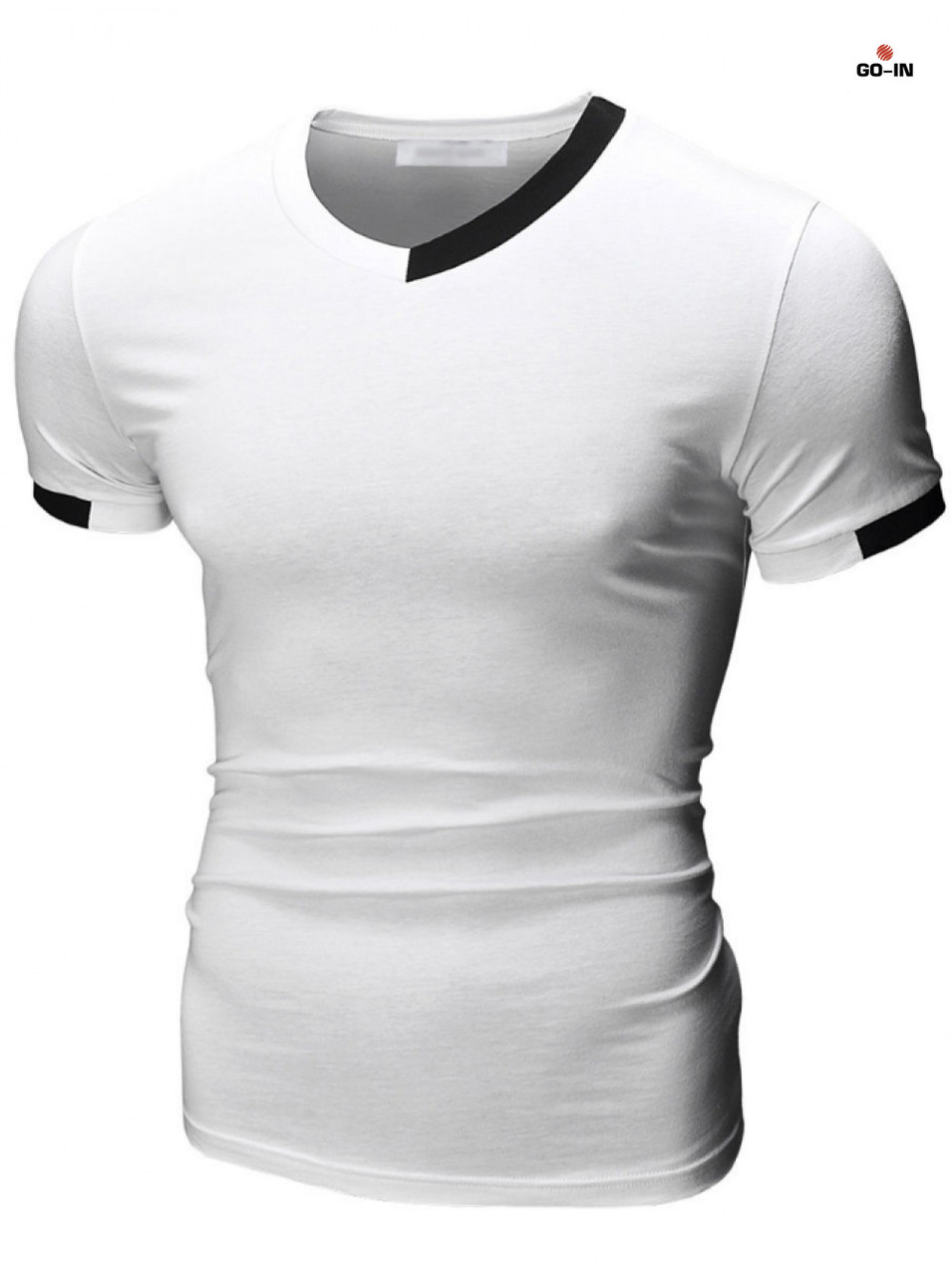 Футболка чоловіча біла Slim Fit літня однотонна бавовняна - фото 1 - id-p1359619391