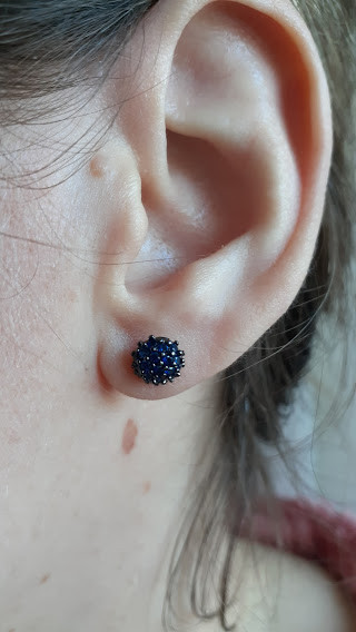 Пусети срібні Етюд з синіми  фіанітами арт.2194р, фото 1