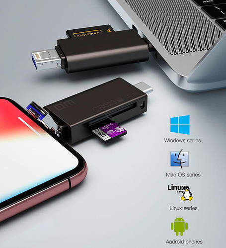 Картридер USB Type C переходник микро СД на ЮСБ (Lightning) для ...