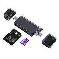 Картридер USB Type C – переходник микро СД на ЮСБ (Lightning) для карточек памяти microsd DM-CR023
