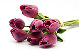 Штучний букет квітів, 7 тюльпанів, фіолетовий, тканина, поліуретан, 30 см (631222), фото 2