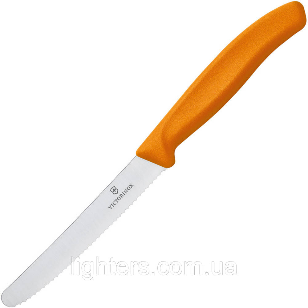 Кухонний ніж Victorinox для різання і чищення 6.7836.L119 помаранчевий, хвилясте лезо 11 см