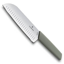 Кухонний ніж Victorinox Swiss Modern "Santoku" 6.9056.17K6B оливковий, лезо 17 см