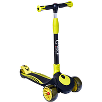 Maraton Golf B самокат детский трехколесный складной с широкими светящимися колесами желтый