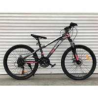 Спортивный подростковый двухколесный велосипед 24 дюйма TopRider Pelle 611 розовый
