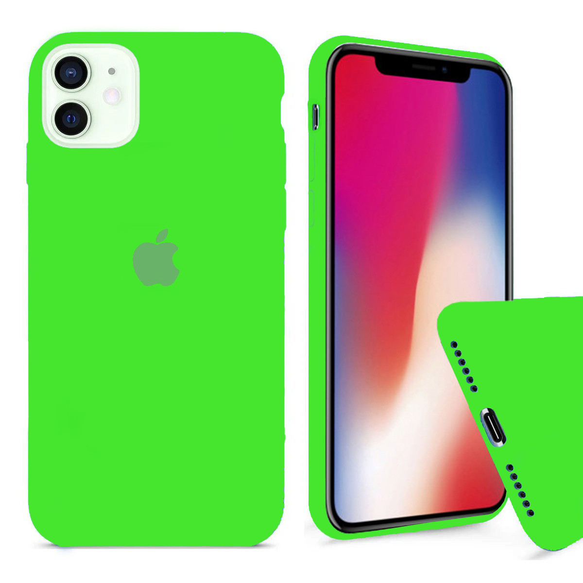 Чохол Silicone FULL case для IPhone 12 Lime green салатовий