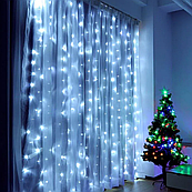Гірлянда Новорічна Штора 120 LED-лампочок, 1,5х1,5 метра, Колір Білий