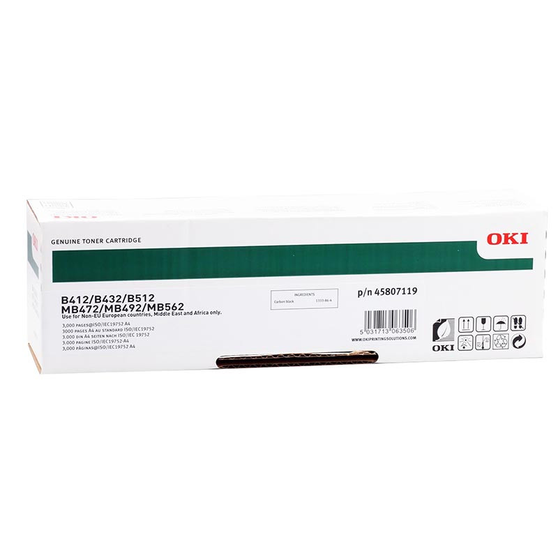 Оригінальний картридж OKI 45807119 для принтера OKI B412 B432 B512 MB472 MB492 MB562, фото 1