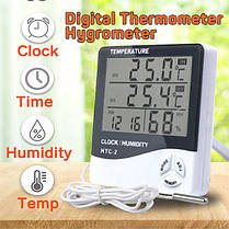 Термометр електронний+годинник HTC-2 (-10°C/+70°C всередині, -50°C/+50°C зовні), фото 3