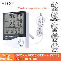 Термометр електронний+годинник HTC-2 (-10°C/+70°C всередині, -50°C/+50°C зовні), фото 4