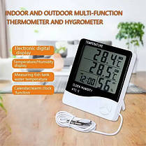 Термометр електронний+годинник HTC-2 (-10°C/+70°C всередині, -50°C/+50°C зовні), фото 5