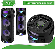 Портативна Бездротова Bluetooth колонка+світломузика, мікрофон і пульт ДУ, ZQS-6201