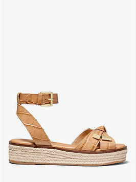 Жіночі босоніжки MICHAEL KORS Ripley Pebbled Leather Espadrille Sandal ОРИГІНАЛ (розмір 6, 7) арахіс