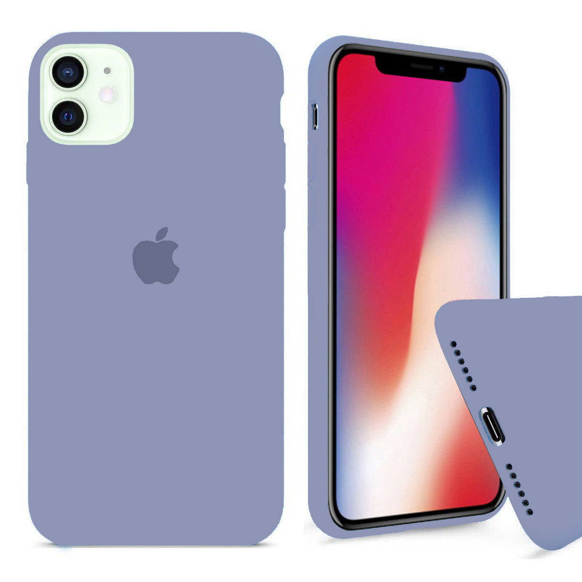 Чохол Silicone FULL case для IPhone 12 Mini Lavander grey лаванда сірий