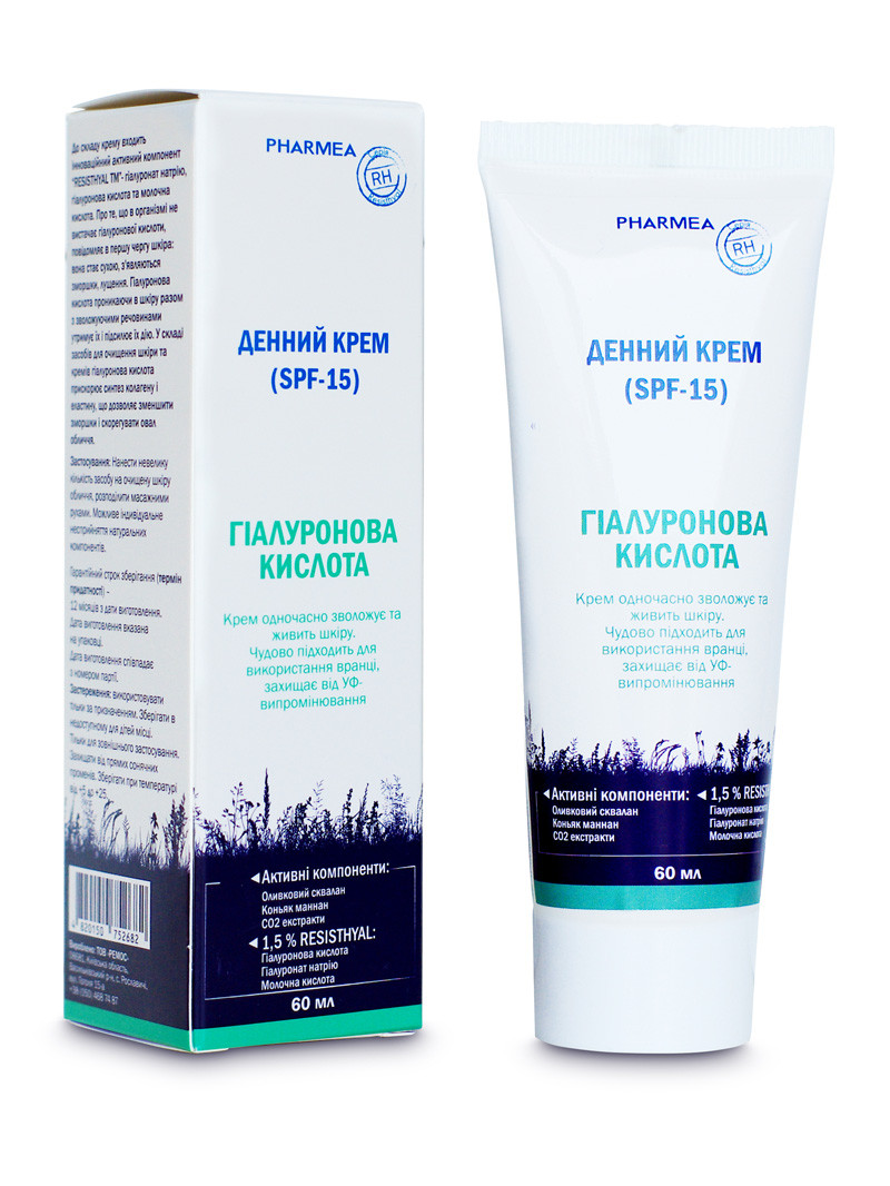 ТМ Pharmea серія" Resisthyal" Денний крем(гіалуронова кислота) SPF-15 60мл.