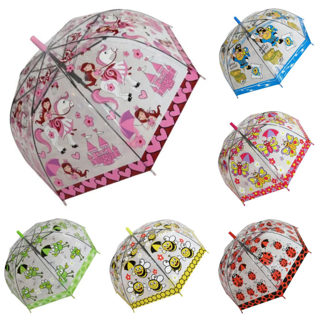 Дитяча прозора парасоля-тростина "Пірати" від фірми "Paolo Rosi", з блакитний ручкою, 207-1