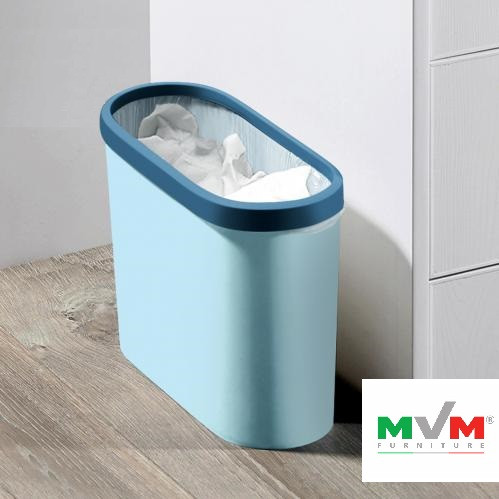 Відро для сміття вузьке пластикове без кришки MVM 10л блакитне