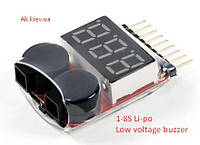 Тестер, индикатор разряда аккумулятора 1S-8S Li-Po, LiIon, LiMn, LiFe радио управляемые модели