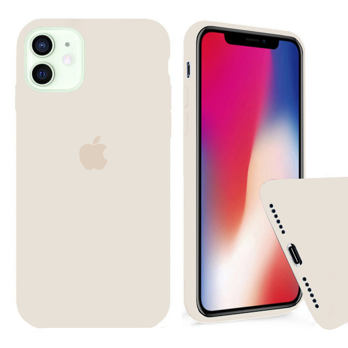 Чохол Silicone FULL case для IPhone 12 Mini Antique white бежевий