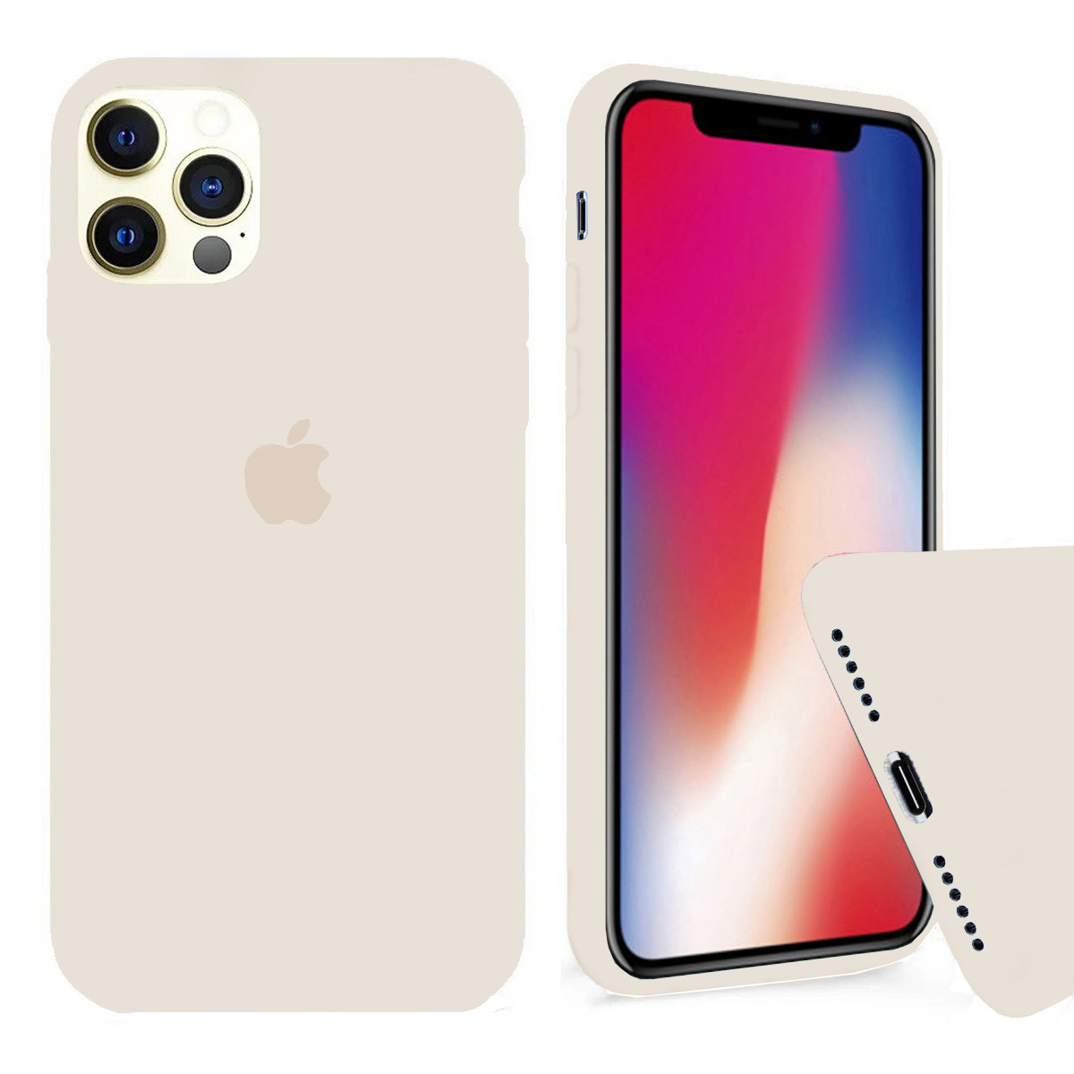 Чохол Silicone FULL case для IPhone 12 Pro Antique white бежевий