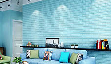 3Д панель під цеглу самоклеюча шпалери 3D самоклейка 700*770*3 мм блакитний, фото 2