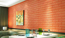 3Д панель самоклеюча Шпалери під декоративну цеглу Самоклейка Помаранчевий 3Д цегла 5 мм, фото 4