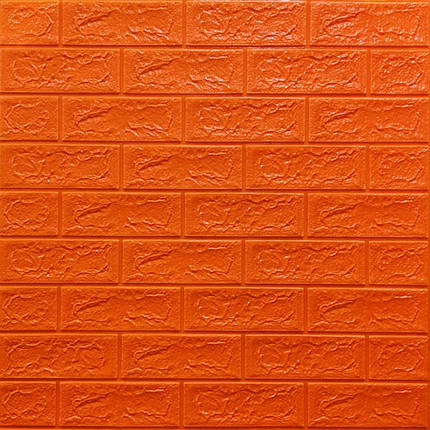 3Д панель самоклеюча Шпалери під декоративну цеглу Самоклейка Помаранчевий 3Д цегла 5 мм, фото 1