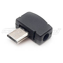 Роз'єм штекер micro USB 5pin кутовий, чорний з корпусом