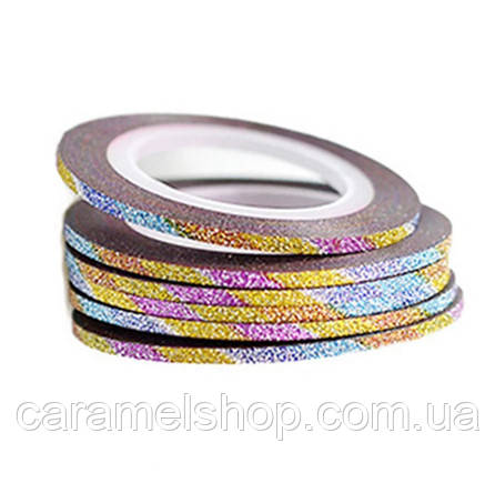 Стрічка-скотч для декору нігтів, РІДУГА 2 мм, фото 1