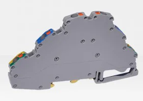 Клема модульна ONKA серії OPK на DIN-рейку (пружинна) триярусна, переріз 2,5 мм2, 24 А, 750 В