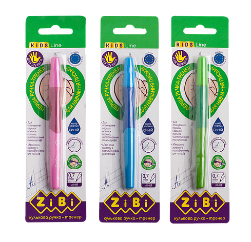 Ручка кулькова для шульги з гумовим грипом синій блістер (1шт) KIDS Line, фото 1