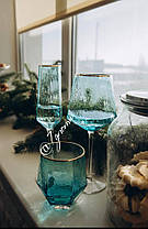 Склянка для напоїв з блакитного скла Кристал 450 мл, фото 3