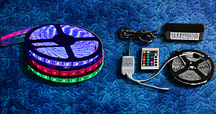 RGB Гнучка-світлодіодна Led стрічка 5050 (Адаптер + Контролер + Пульт) 5 метрів, фото 2
