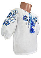 Вишита блуза для дівчинки з геометричним орнаментом Синій орнамент