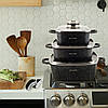 Набір посуду Kamille 7 предметів (20см,, 24см., 28см., прихватки) з литого алюмінію KM-4435, фото 10