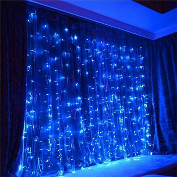Гірлянда Новорічна 200 LED-лампочок, 2х2 метри, 10х20 бурульок, Синій колір