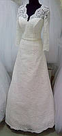 Свадебное кружевное А-силуетное непышное платье невесты с гипюра "Керри" (Арт. Д-15-01)