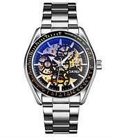 Мужские механические часы Skmei 9194 скелетон (Серебристые)