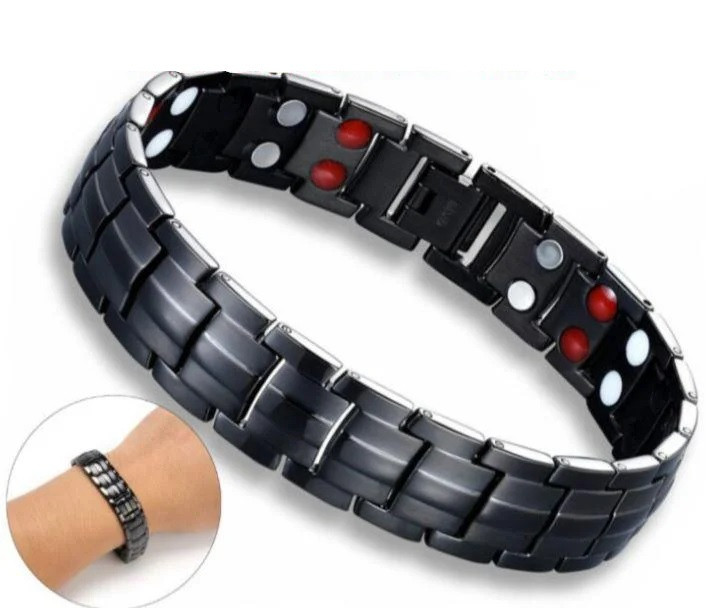 Титановий Магнітний браслет Чорний 4В1, фото 1