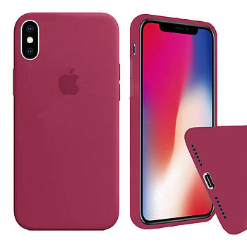 Чохол Silicone FULL case для IPhone X/Xs Rose red бордовий