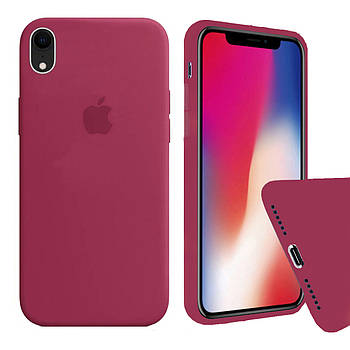 Чохол Silicone FULL case для IPhone Xr Rose red бордовий